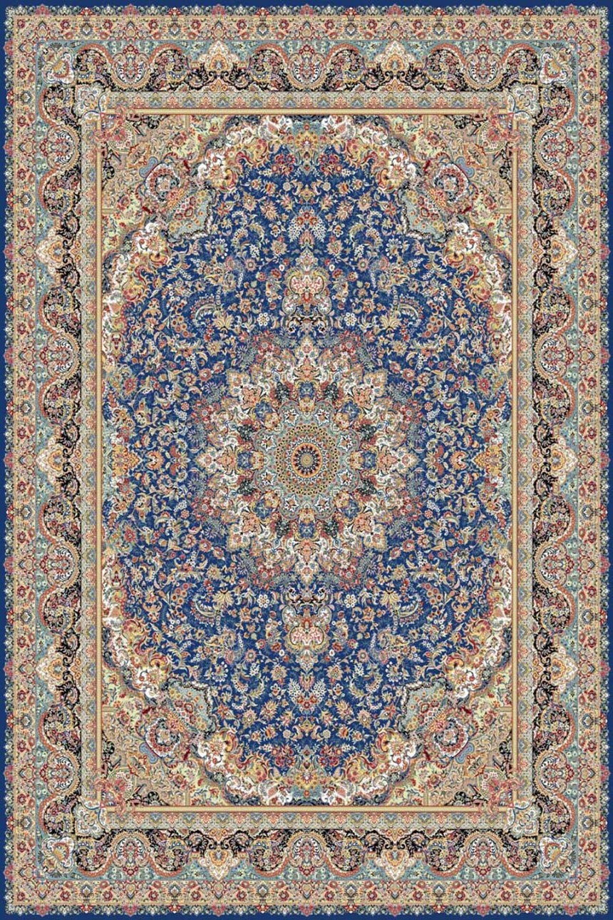 فرش ستاره کویر یزد طرح A-012-1189 هزار و یک شب زمینه آبی
