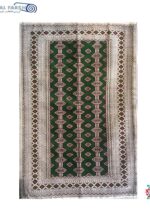 فرش دستبافت جرگلان ترکمنی چله ابریشم سبز