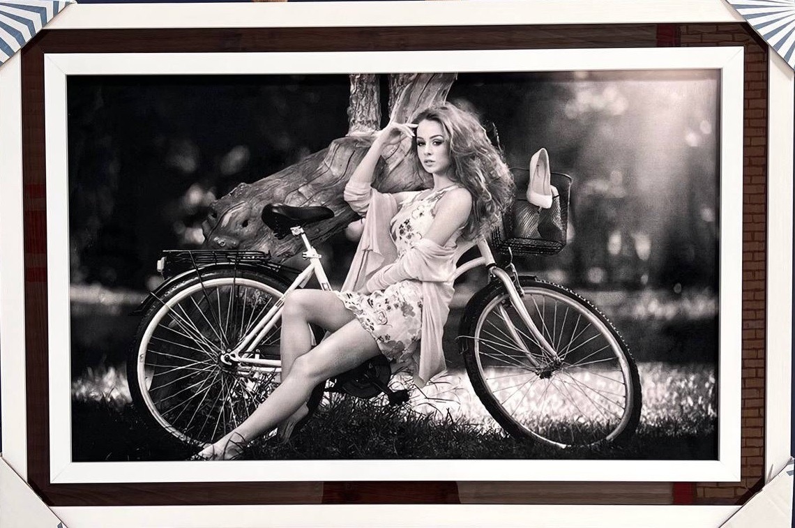 تابلو فرش دختر دوچرخه سوار
