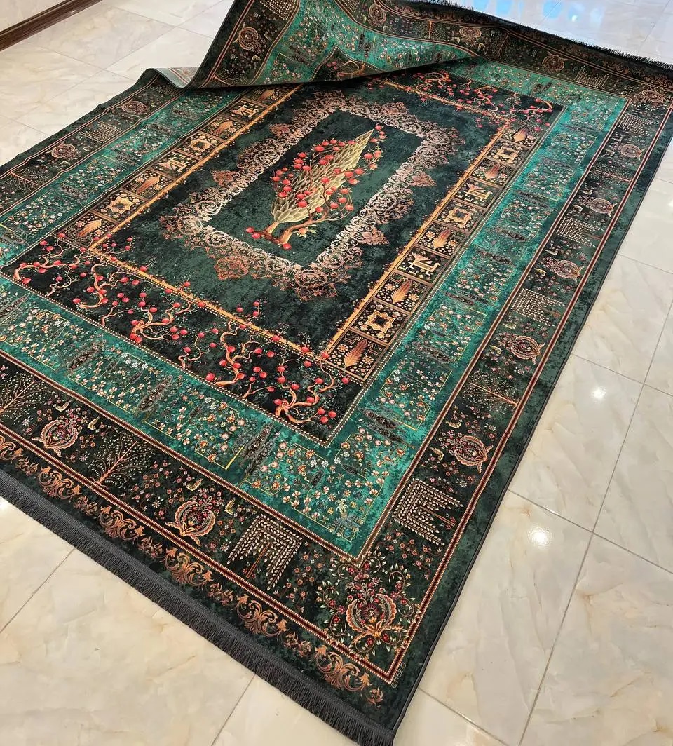 فرش پردیسان دلیجان کلکسیون تریدیشنال طرح C1152 سبز – دیجیتال فرش